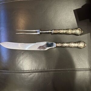 LOUIS DE FRANCE 1950'S 2 pc CARVING SET BY BIRKS REGENCY PLATE